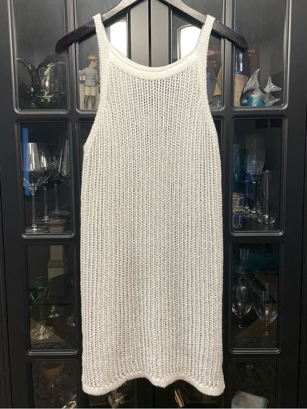 Knit Sleeveless White Swimsuit Coverup